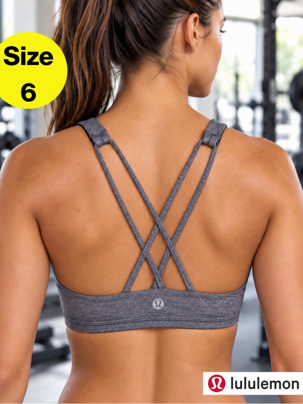 LULULEMON x Flywheel 🩶 Gray Crisscross Strappy Sports Bra (Women’s 6/Medium)